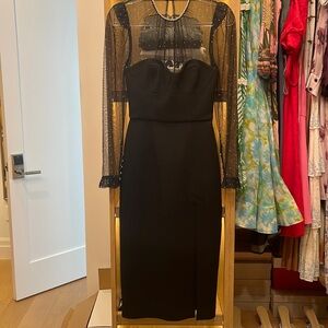 Rebecca Vallance Alyssa Diamanté Long Sleeve Midi Pencil Dress Sz 2 US NWT